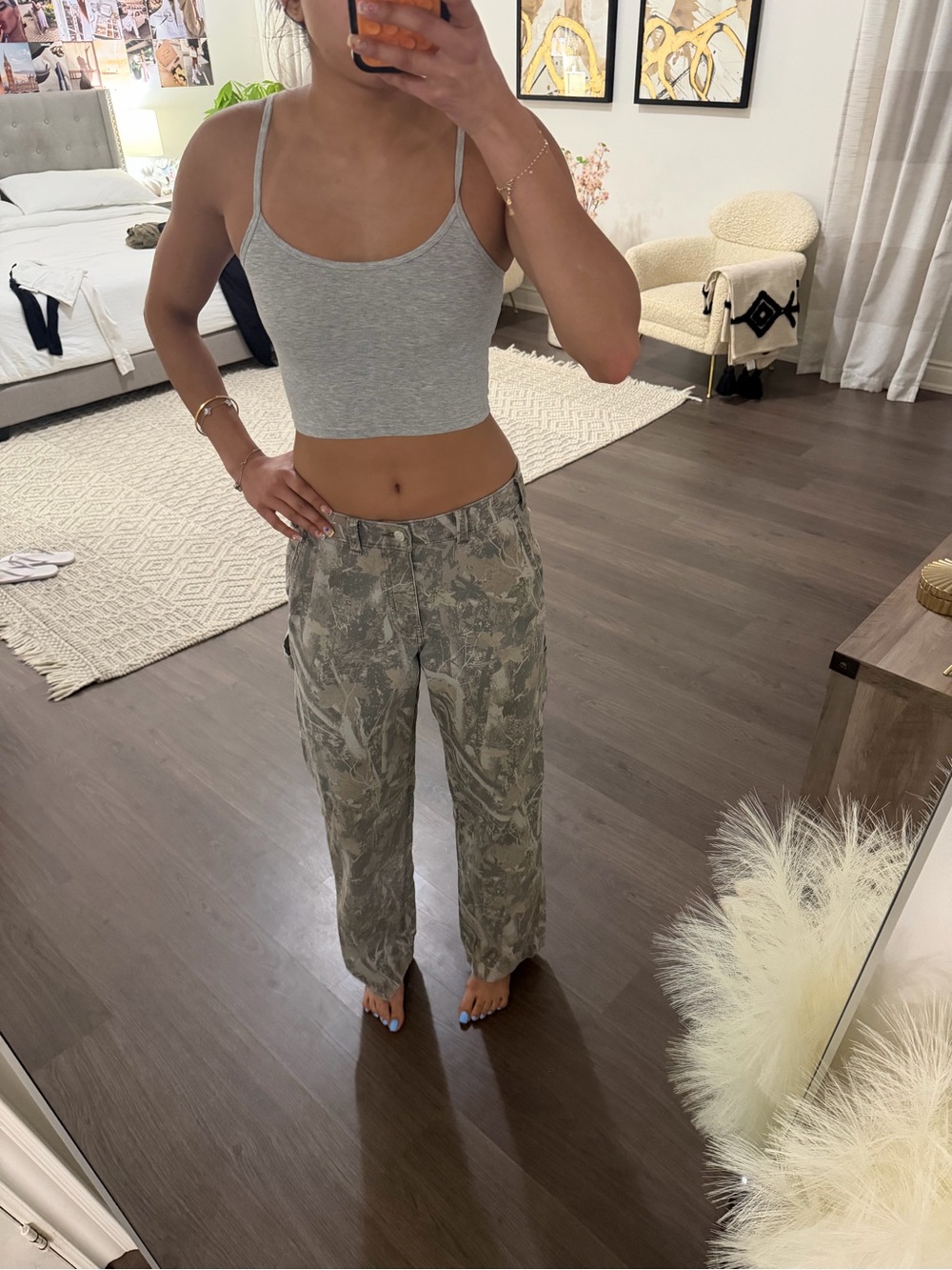 Abercrombie & Fitch Gray Camouflage Wide-Leg Pants